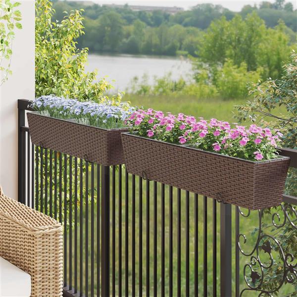 Grote foto vidaxl reling 2 pcs 80 x 17 x 17 cm metaal tuin en terras overige tuin en terras