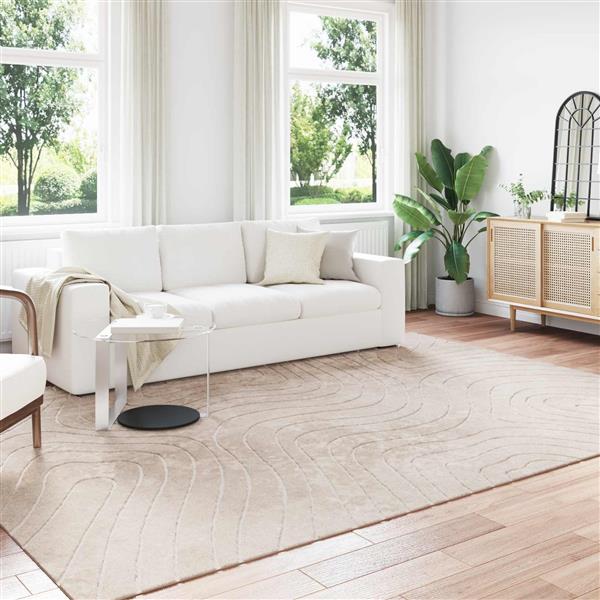 Grote foto vidaxl vloerkleden rechthoekig palmeras beige 340 x 240 cm polyester huis en inrichting vloerbedekking en kleden