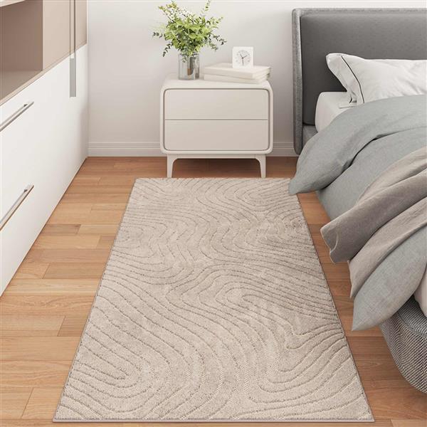 Grote foto vidaxl vloerkleden rechthoekig palmeras beige 200 x 80 cm polyester huis en inrichting vloerbedekking en kleden