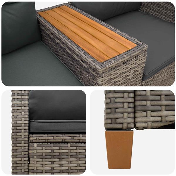 Grote foto vidaxl ligbank met tafel grijs en donkergrijs 126 x 65 x 112 cm tuin en terras tuinmeubelen