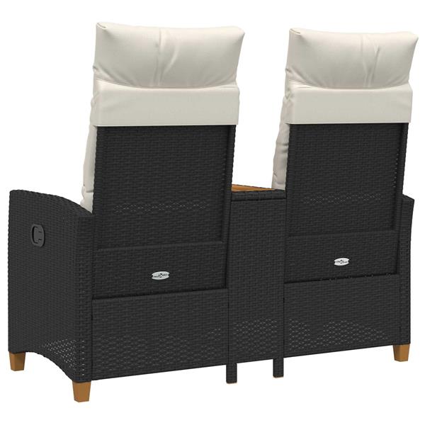 Grote foto vidaxl ligbank met tafel zwart en cream wit 126 x 65 x 112 cm tuin en terras tuinmeubelen