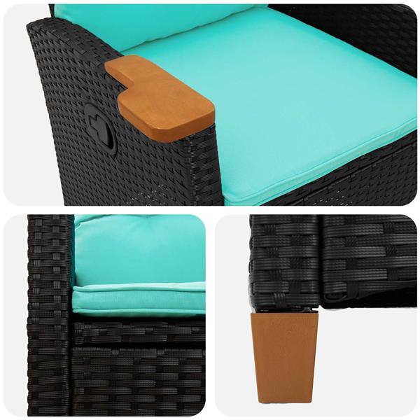 Grote foto vidaxl verstelbare stoel met theeplaat 62 x 64 x 112 cm poly rattan tuin en terras tuinmeubelen