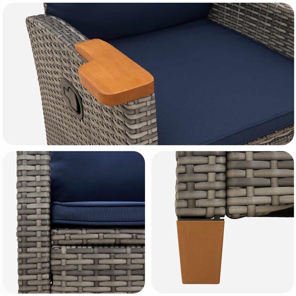 Grote foto vidaxl verstelbare stoel met theeplaat 62 x 64 x 112 cm poly rattan tuin en terras tuinmeubelen