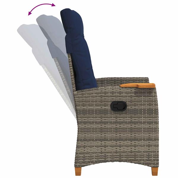 Grote foto vidaxl verstelbare stoel met theeplaat 62 x 64 x 112 cm poly rattan tuin en terras tuinmeubelen