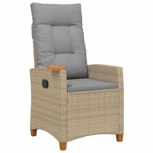 Grote foto vidaxl verstelbare stoel met theeplaat 62 x 64 x 112 cm poly rattan tuin en terras tuinmeubelen