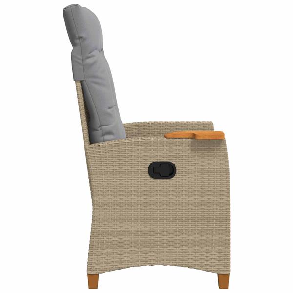 Grote foto vidaxl verstelbare stoel met theeplaat 62 x 64 x 112 cm poly rattan tuin en terras tuinmeubelen