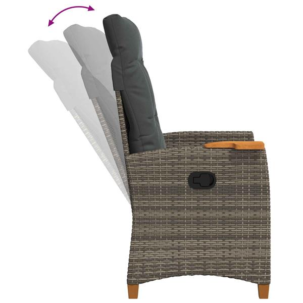 Grote foto vidaxl verstelbare stoel met theeplaat 62 x 64 x 112 cm poly rattan tuin en terras tuinmeubelen