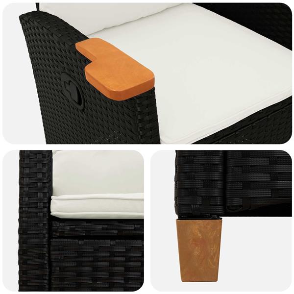 Grote foto vidaxl verstelbare stoel met theeplaat 62 x 64 x 112 cm poly rattan tuin en terras tuinmeubelen