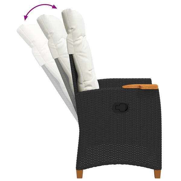 Grote foto vidaxl verstelbare stoel met theeplaat 62 x 64 x 112 cm poly rattan tuin en terras tuinmeubelen