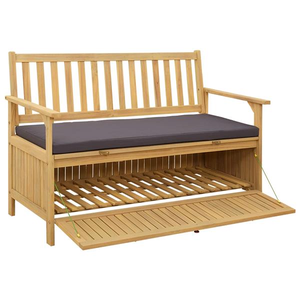 Grote foto vidaxl opslagbank met kussen met opslag met de deur 120 x 63 x 84 cm tuin en terras tuinmeubelen