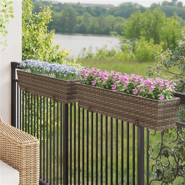 Grote foto vidaxl reling 2 pcs 80 x 17 x 17 cm metaal tuin en terras overige tuin en terras