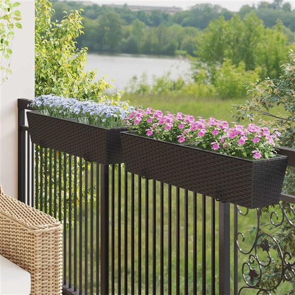 Grote foto vidaxl reling 2 pcs 80 x 17 x 17 cm metaal tuin en terras overige tuin en terras