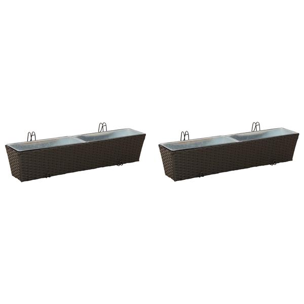 Grote foto vidaxl reling 2 pcs 80 x 17 x 17 cm metaal tuin en terras overige tuin en terras