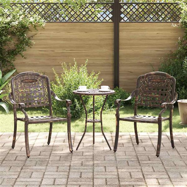 Grote foto vidaxl tuinstoel 2 pcs brons 55 x 56 5 x 91cm aluminium tuin en terras tuinmeubelen