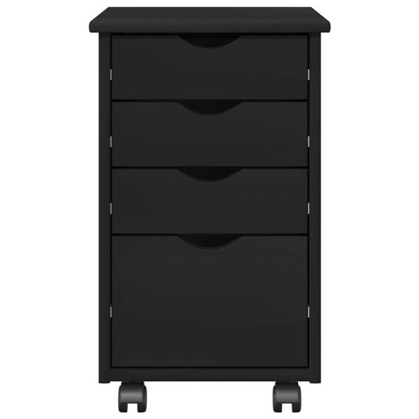 Grote foto vidaxl rolling kast met wiel zwart 34 x 39 x 56 cm massief grenenhout huis en inrichting overige