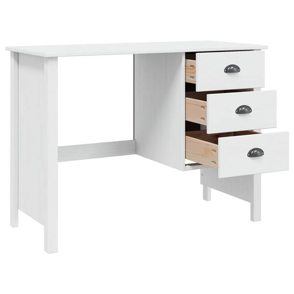 Grote foto vidaxl bureau met lades hill wit 100 x 45 x 74 cm massief vurenhout huis en inrichting stoelen