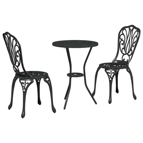 Grote foto vidaxl tuin bistro set 3 pcs zwart aluminium tuin en terras tuinmeubelen