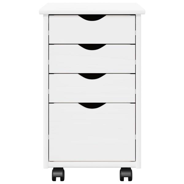 Grote foto vidaxl rolling kast met wiel wit 34 x 39 x 56 cm massief grenenhout huis en inrichting overige