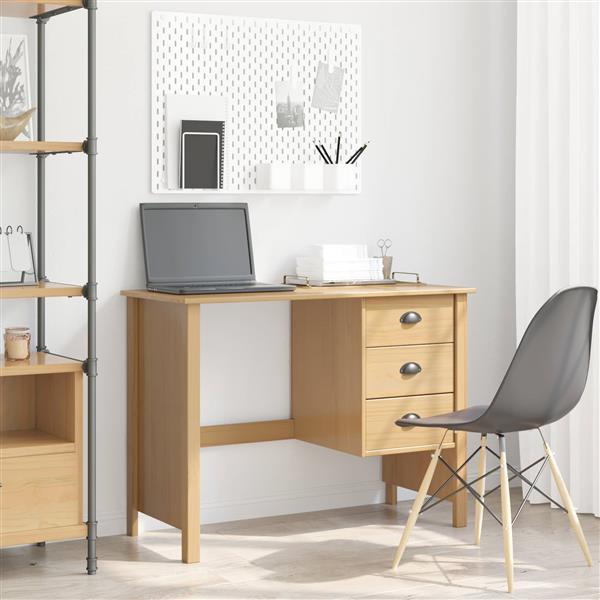 Grote foto vidaxl bureau met lades met lade hill honingbruin 100 x 45 x 74 cm huis en inrichting stoelen