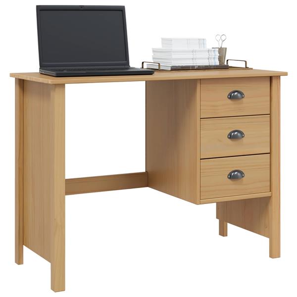 Grote foto vidaxl bureau met lades met lade hill honingbruin 100 x 45 x 74 cm huis en inrichting stoelen