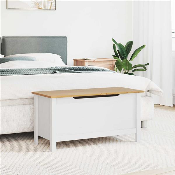 Grote foto vidaxl opbergbox met opslag hill wit en honingbruin 90 x 40 x 45 cm huis en inrichting woningdecoratie