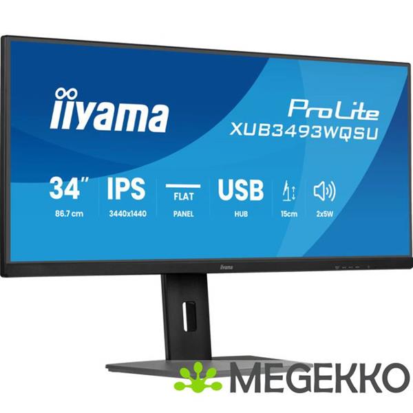 Grote foto iiyama prolite xub3493wqsu b6 34 ultrawide quad hd 120hz ips monitor computers en software overige computers en software