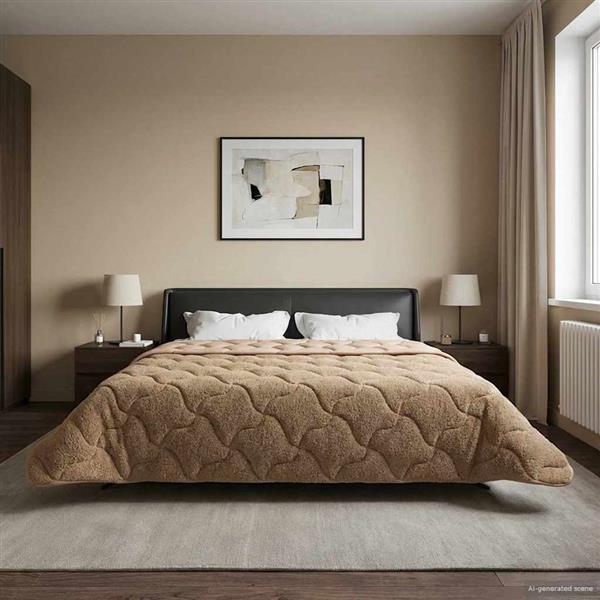 Grote foto vidaxl winter dekbed taupe 220 x 260 cm microfiber en teddy fleece huis en inrichting bedden