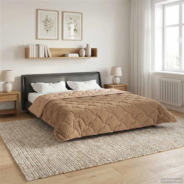 Grote foto vidaxl winter dekbed taupe 240 x 260 cm microfiber en teddy fleece huis en inrichting bedden