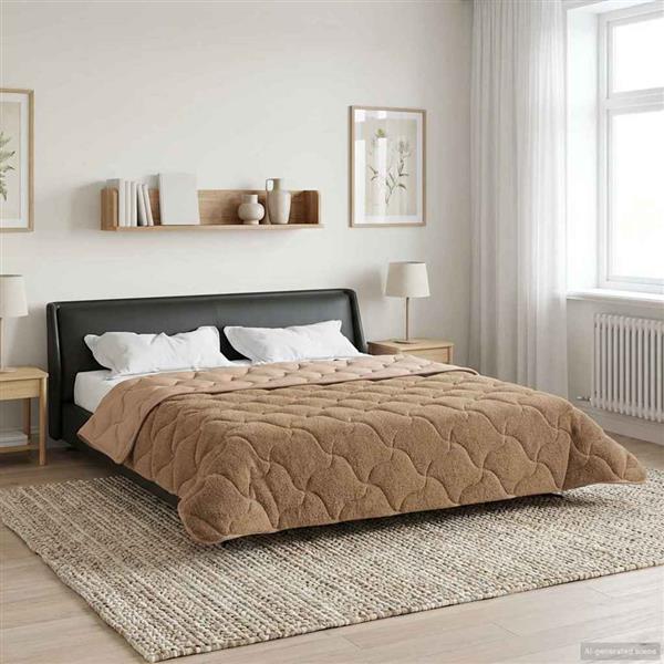 Grote foto vidaxl winter dekbed taupe 220 x 260 cm microfiber en teddy fleece huis en inrichting bedden