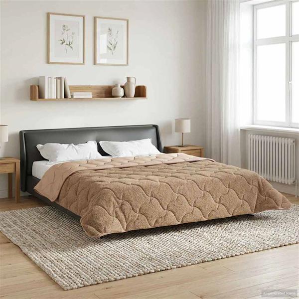 Grote foto vidaxl vol jaar dekbed taupe 220 x 240 cm microfiber en teddy fleece huis en inrichting bedden
