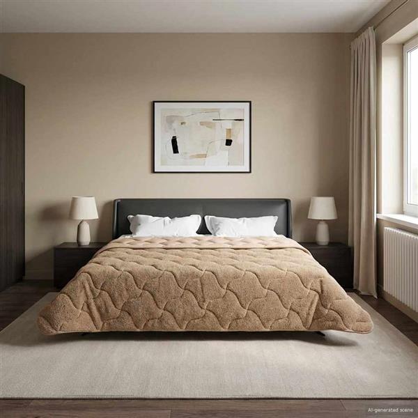 Grote foto vidaxl vol jaar dekbed taupe 200 x 200 cm microfiber en teddy fleece huis en inrichting bedden
