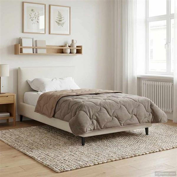 Grote foto vidaxl vol jaar dekbed taupe 135 x 220 cm microfiber en teddy fleece huis en inrichting bedden