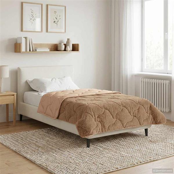 Grote foto vidaxl vol jaar dekbed taupe 155 x 200 cm microfiber en teddy fleece huis en inrichting bedden