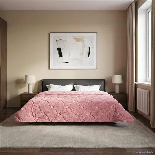 Grote foto vidaxl vol jaar dekbed roze 240 x 260 cm microfiber en teddy fleece huis en inrichting bedden