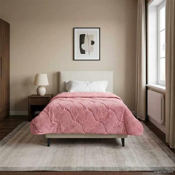 Grote foto vidaxl vol jaar dekbed roze 155 x 220 cm microfiber en teddy fleece huis en inrichting bedden