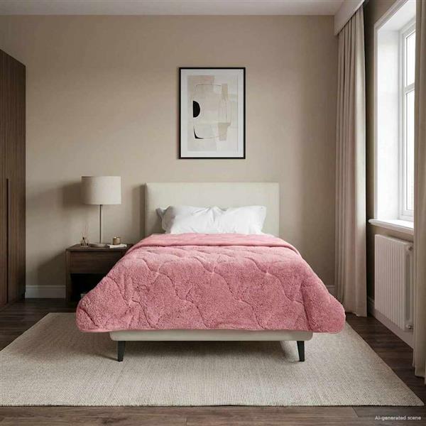 Grote foto vidaxl vol jaar dekbed roze 140 x 220 cm microfiber en teddy fleece huis en inrichting bedden