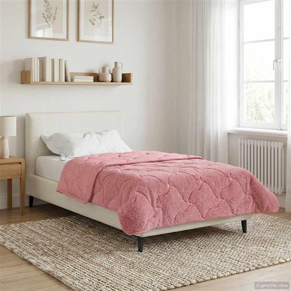 Grote foto vidaxl vol jaar dekbed roze 140 x 220 cm microfiber en teddy fleece huis en inrichting bedden