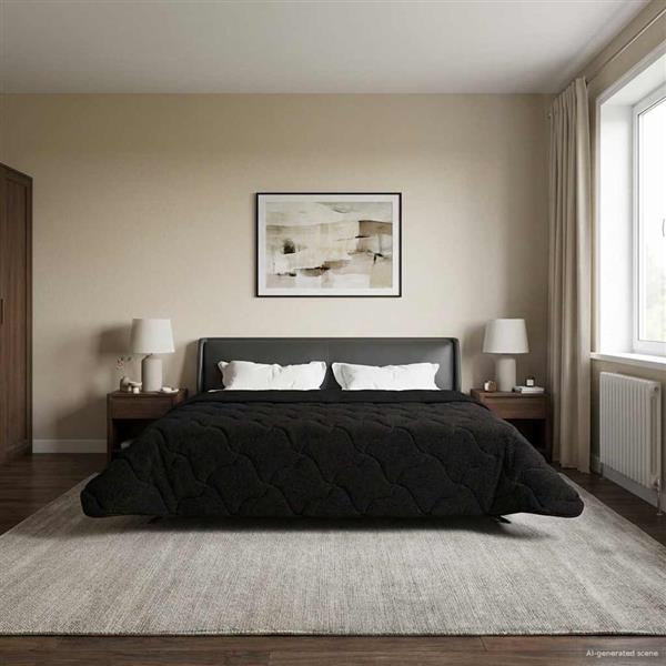 Grote foto vidaxl vol jaar dekbed zwart 200 x 220 cm microfiber en teddy fleece huis en inrichting bedden