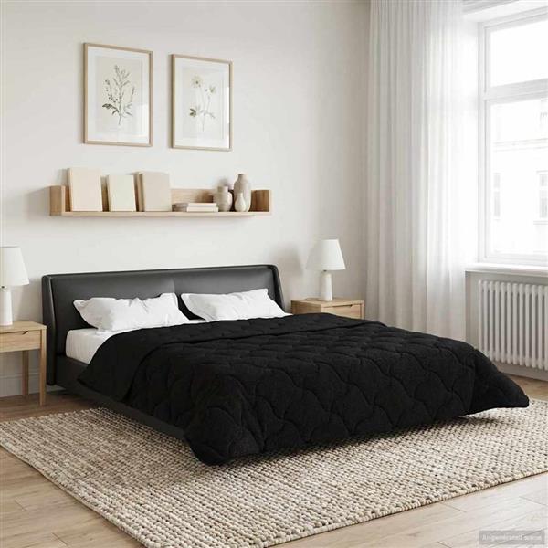 Grote foto vidaxl vol jaar dekbed zwart 200 x 220 cm microfiber en teddy fleece huis en inrichting bedden