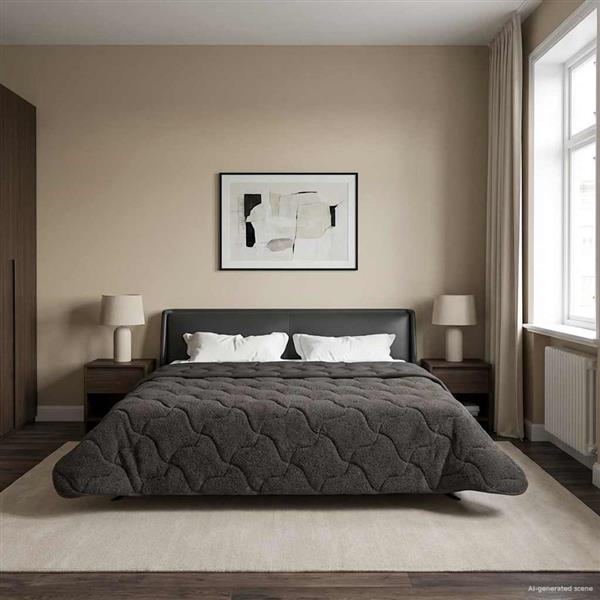 Grote foto vidaxl vol jaar dekbed gekwilt antraciet 240 x 260 cm huis en inrichting bedden