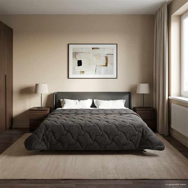 Grote foto vidaxl vol jaar dekbed gekwilt antraciet 220 x 260 cm huis en inrichting bedden