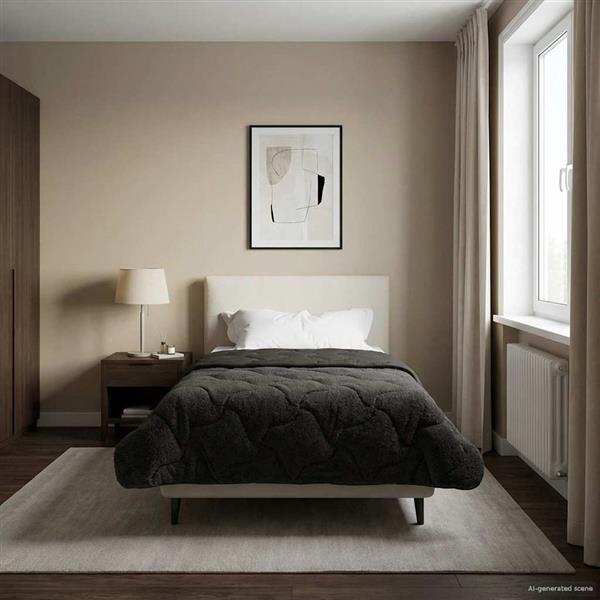 Grote foto vidaxl vol jaar dekbed gekwilt antraciet 155 x 220 cm huis en inrichting bedden