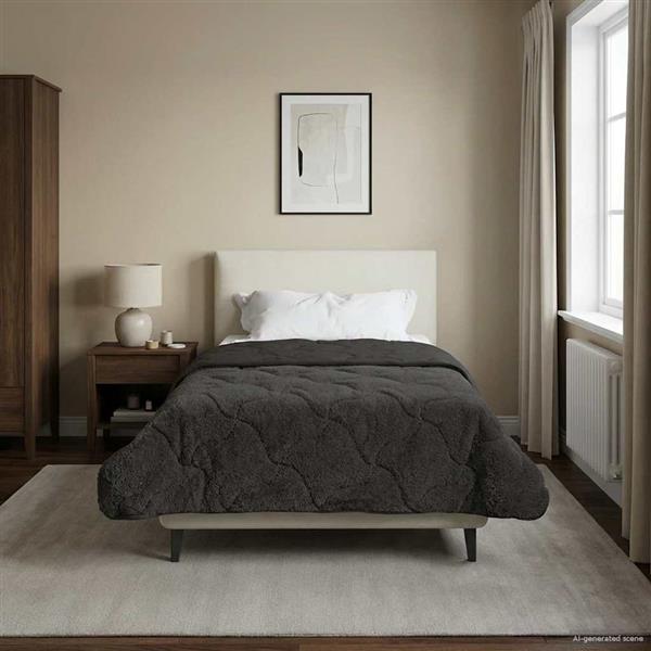 Grote foto vidaxl vol jaar dekbed gekwilt antraciet 155 x 200 cm huis en inrichting bedden