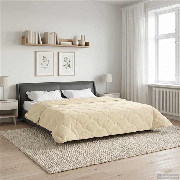Grote foto vidaxl zomer dekbed cr me 220 x 240 cm microfiber en teddy fleece huis en inrichting bedden