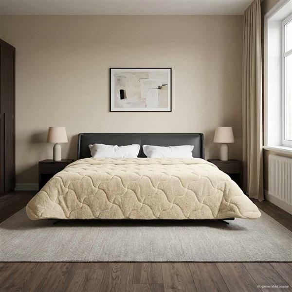 Grote foto vidaxl vol jaar dekbed cr me 220 x 240 cm microfiber en teddy fleece huis en inrichting bedden