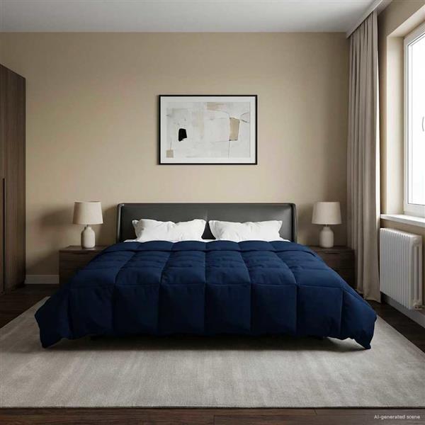 Grote foto vidaxl winter dekbed gekwilt donkerblauw 200 x 240 cm microfiber huis en inrichting bedden