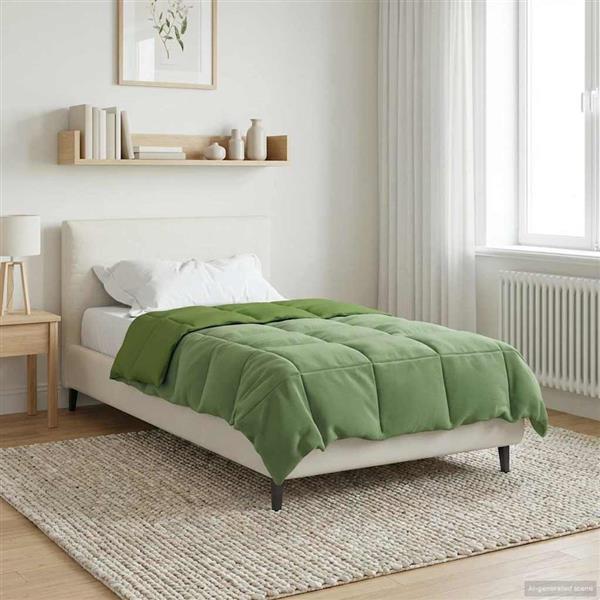 Grote foto vidaxl winter dekbed gekwilt groen 155 x 220 cm microfiber huis en inrichting bedden