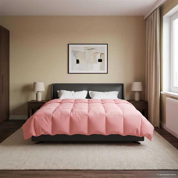 Grote foto vidaxl winter dekbed gekwilt roze 220 x 260 cm microfiber huis en inrichting bedden