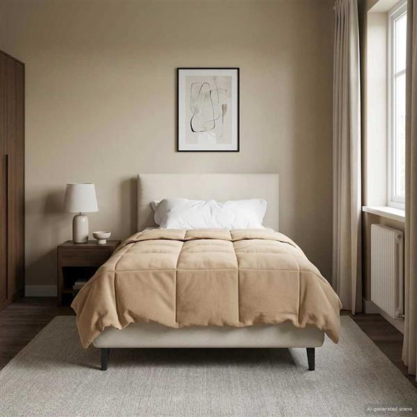 Grote foto vidaxl winter dekbed gekwilt roze 155 x 220 cm microfiber huis en inrichting bedden