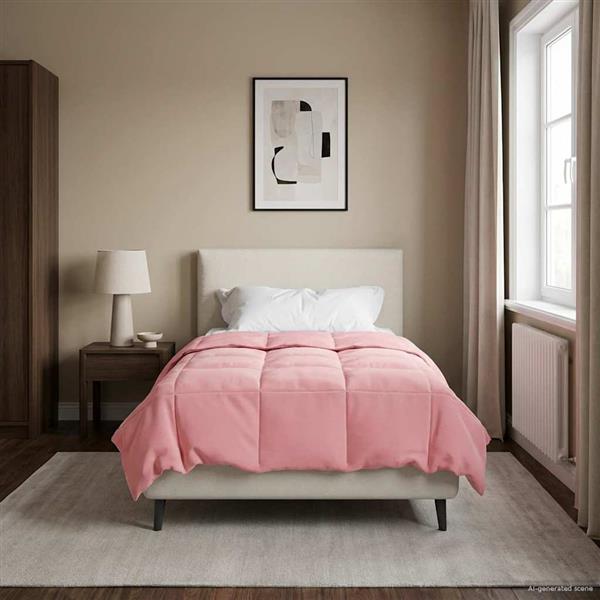 Grote foto vidaxl winter dekbed gekwilt roze 140 x 200 cm microfiber huis en inrichting bedden